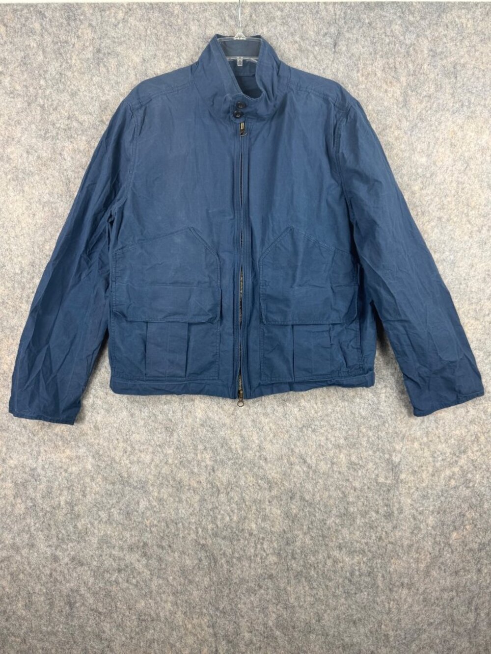 Billy Reid Mens Jacket Proofed Cotton Sz L Halley Stevensons Blue Zip Up Waxed
